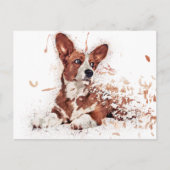 Corgi & Feather Art Briefkaart (Voorkant)