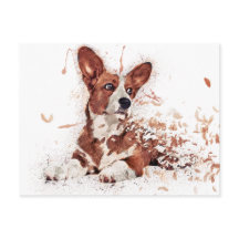 Corgi & Feather Art Briefkaart