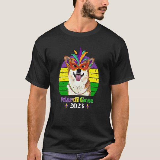 Corgi Feest Hond Mardi Gras 2023 T-shirt (Voorkant)
