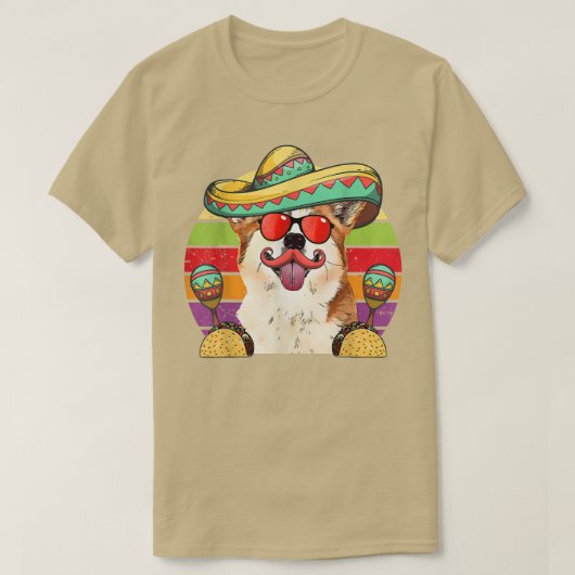 Corgi Fiesta Dog Tacos Cinco de Mayo T-Shirt (Design voorkant)