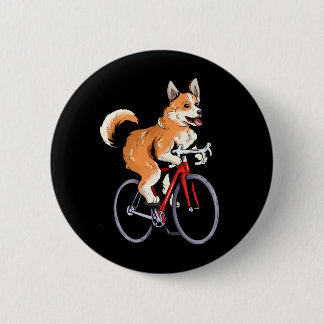Corgi fietst Cute Biker Fietser Ronde Button 5,7 Cm