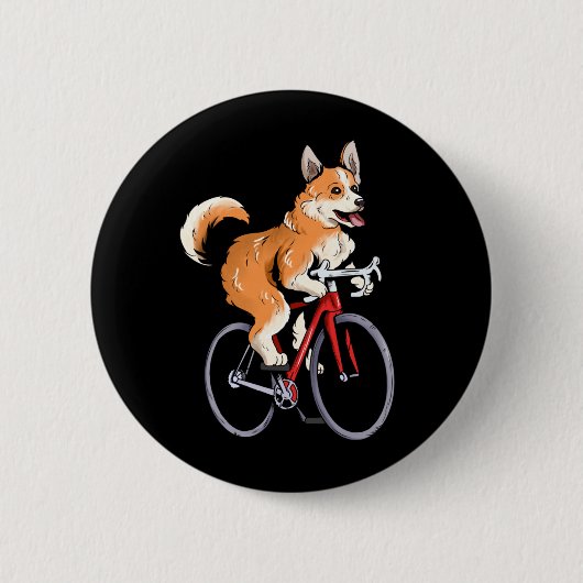 Corgi fietst Cute Biker Fietser Ronde Button 5,7 Cm (Voorkant)