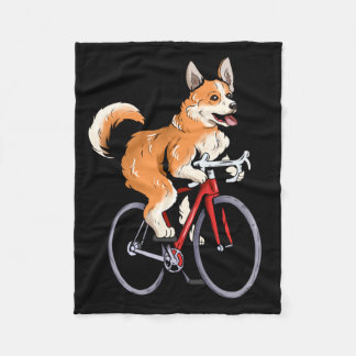 Corgi fietst op een fiets Schattige biker Fietser Fleece Deken