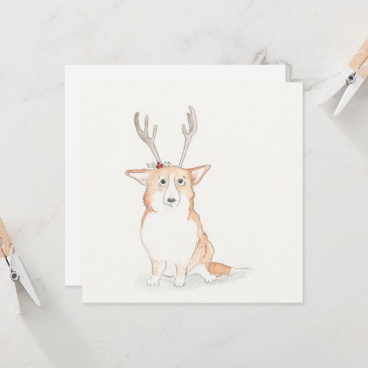 Corgi flat-kerstkaart kaart (Voorkant / Achterkant in situ)