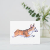 Corgi flight sumie schilderij briefkaart (Staand voorkant)
