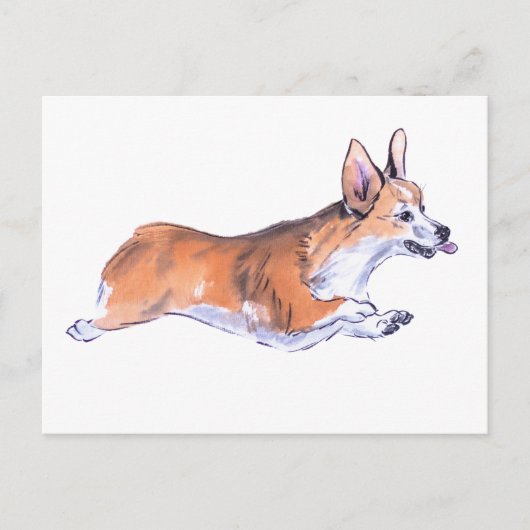 Corgi flight sumie schilderij briefkaart (Voorkant)