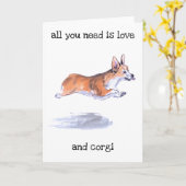 Corgi flight sumie schilderij kaart (Gele Bloem)