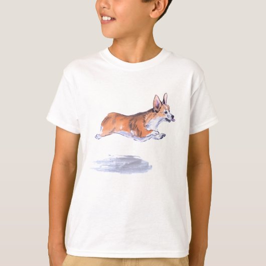 Corgi flight sumie schilderij t-shirt (Voorkant)