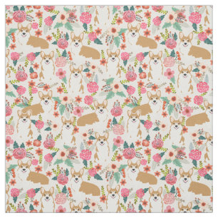 Corgi floral fabric - crème stof