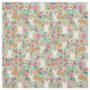 Corgi floral fabric - munt stof