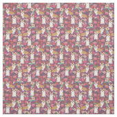 Corgi floral fabric - paars stof (Swatch)