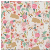 Corgi floral fabric - roze stof (Close Up)