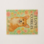 Corgi floral puzzel legpuzzel (Horizontaal)