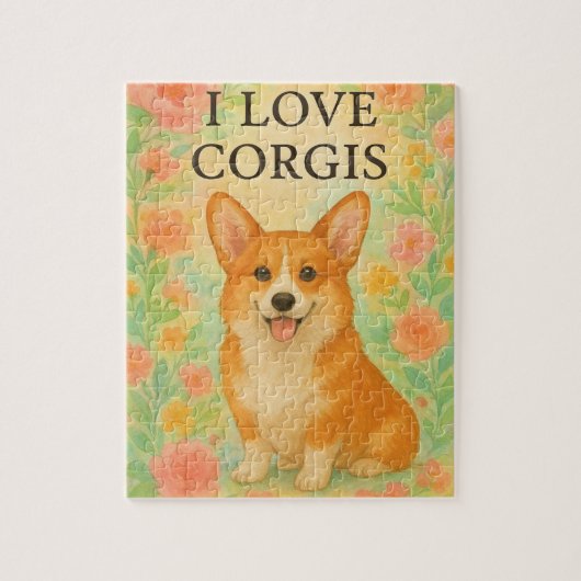 Corgi floral puzzel legpuzzel (Verticaal)