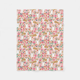 Corgi florals deken - roze
