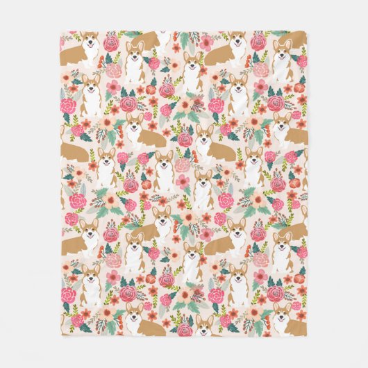 Corgi Florals deken - schattig corgi cadeau (Voorkant)