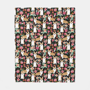 Corgi florals deken - zwart