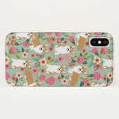 Corgi Florals i iPhone case - mint (Achterkant (horizontaal))