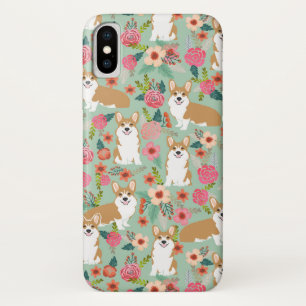 Corgi Florals i iPhone case - mint