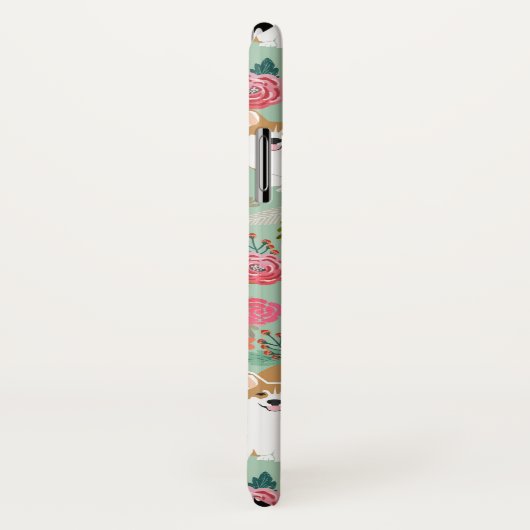 Corgi Florals i iPhone case - mint (Achterkant / rechts)