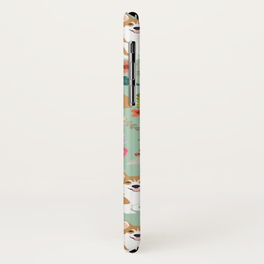 Corgi Florals i iPhone case - mint (Achterkant/links)