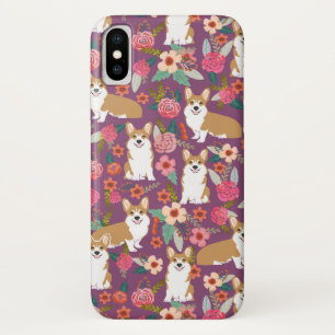 Corgi Florals i iPhone case - paars