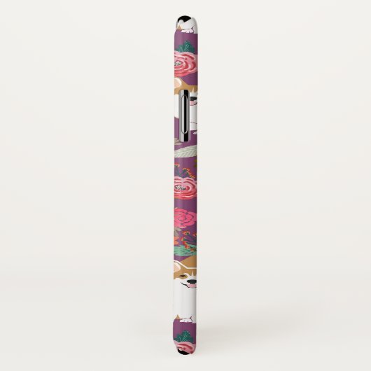 Corgi Florals i iPhone case - paars (Achterkant / rechts)