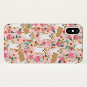 Corgi Florals i iPhone case - roze (Achterkant (horizontaal))
