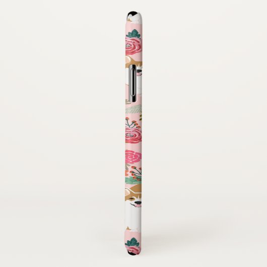 Corgi Florals i iPhone case - roze (Achterkant / rechts)