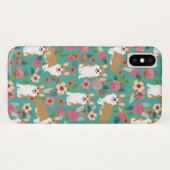 Corgi Florals i iPhone case - turquoise (Achterkant (horizontaal))