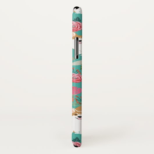 Corgi Florals i iPhone case - turquoise (Achterkant / rechts)