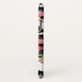 Corgi Florals i iPhone case - zwart (Achterkant / rechts)