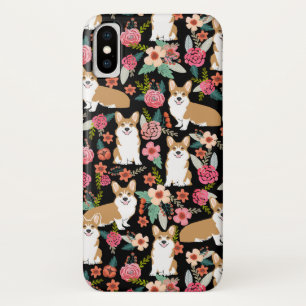 Corgi Florals iPhone hoesje - zwart