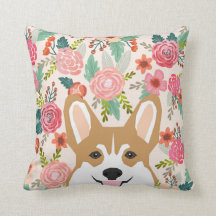 Corgi-florals lassen corgi pillow