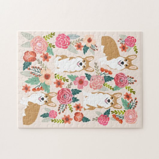 Corgi Florals Legpuzzel (Horizontaal)
