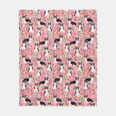 Corgi Florals roze Fleece Deken (Voorkant)