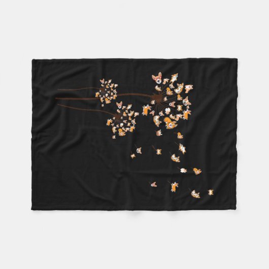 Corgi Flower Fly Dandelion Cute Hondenliefhebber Fleece Deken (Voorkant (Horizontaal))