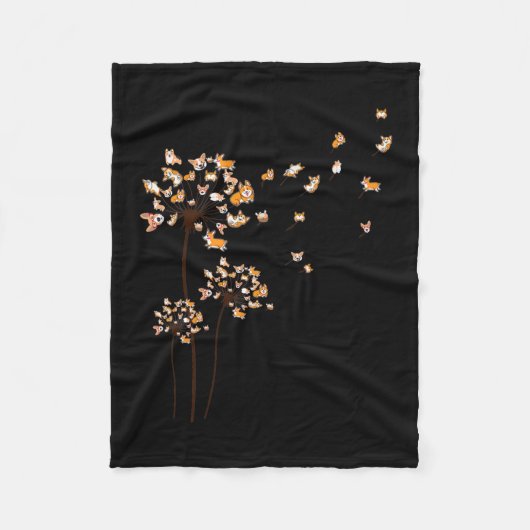 Corgi Flower Fly Dandelion Cute Hondenliefhebber Fleece Deken (Voorkant)