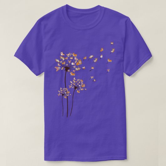 Corgi Flower Fly Dandelion Cute Hondenliefhebber T-shirt (Design voorkant)