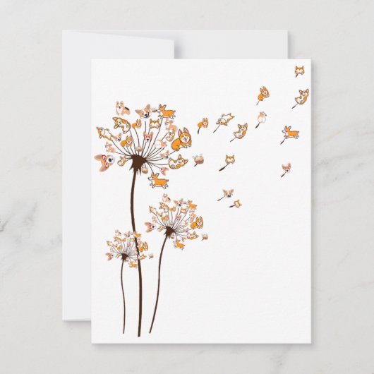 Corgi Flower Fly Dandelion Shirt Cute Dog Lover Kaart (Voorkant)