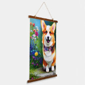 Corgi Flower Garden Hangend Wandkleed (Gebogen)