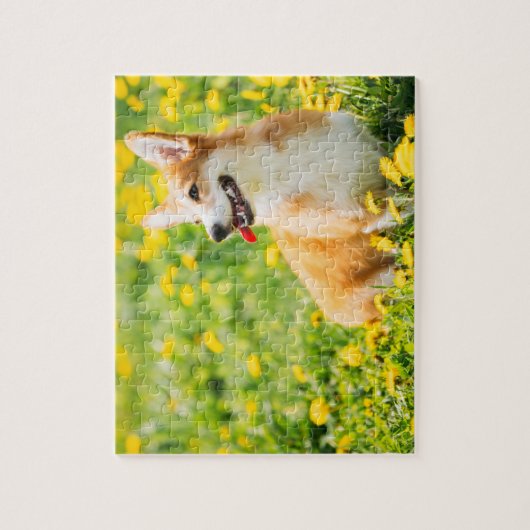 Corgi Flowers Puzzle Legpuzzel (Verticaal)