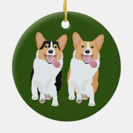 Corgi Friends Keramisch Ornament (Achterkant)