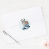 Corgi fun skateboarden ronde sticker (Envelop)