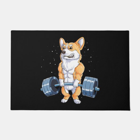 Corgi Funny Deadlift Fitness Gym Deurmat (Voorkant)