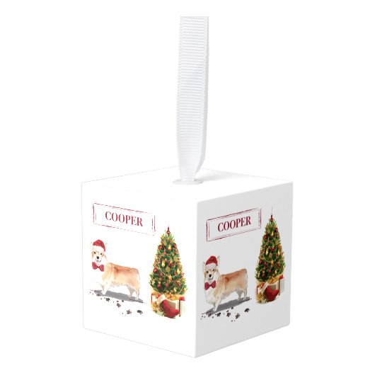 Corgi Funny kersthond met boom Decoratie (Voorkant hoekig)