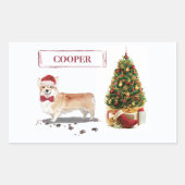 Corgi Funny kersthond met boom Rechthoekige Sticker (Voorkant)