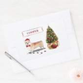 Corgi Funny kersthond met boom Rechthoekige Sticker (Envelop)