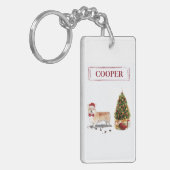 Corgi Funny kersthond met boom Sleutelhanger (Voorkant Links)