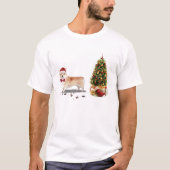 Corgi Funny kersthond met boom T-shirt (Voorkant)